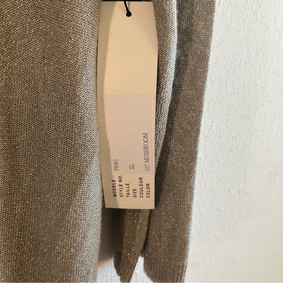 Simon Chang Sweater Silvery Gray Metallic Lightweight Tunic High-Low Knit XL NWT - Picture 7 of 12